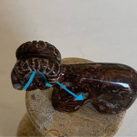 Native American Zuni Hand Carved Heart Line Ram Sheep Fetish Rodney Laiwakete - Picture 5 of 16